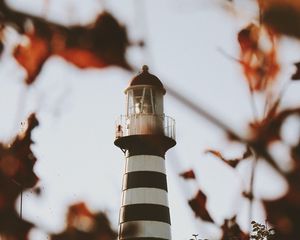 Preview wallpaper lighthouse, building, architecture, bushes, leaves