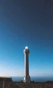 Preview wallpaper lighthouse, building, architecture, coast, night