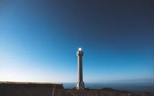 Preview wallpaper lighthouse, building, architecture, coast, night