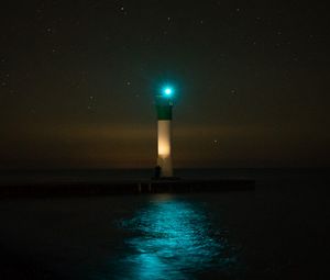 Preview wallpaper lighthouse, building, architecture, night, glow