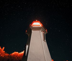 Preview wallpaper lighthouse, building, bottom view, night
