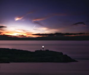 Preview wallpaper lighthouse, building, coast, sea, sunset