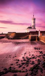 Preview wallpaper lighthouse, building, coast, stones