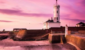 Preview wallpaper lighthouse, building, coast, stones