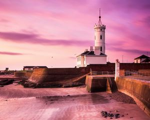 Preview wallpaper lighthouse, building, coast, stones