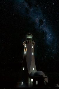 Preview wallpaper lighthouse, building, dark, night, starry sky