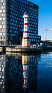 Preview wallpaper lighthouse, building, lake, reflection