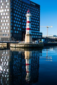 Preview wallpaper lighthouse, building, lake, reflection