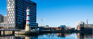 Preview wallpaper lighthouse, building, lake, reflection