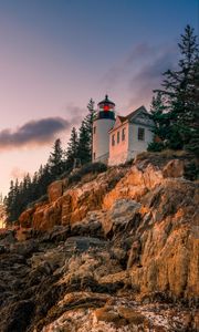 Preview wallpaper lighthouse, building, rock, shore