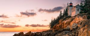 Preview wallpaper lighthouse, building, rock, shore