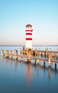 Preview wallpaper lighthouse, building, sea, pier, austria