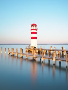 Preview wallpaper lighthouse, building, sea, pier, austria