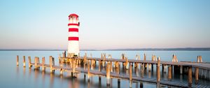 Preview wallpaper lighthouse, building, sea, pier, austria