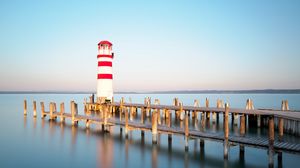 Preview wallpaper lighthouse, building, sea, pier, austria