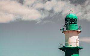 Preview wallpaper lighthouse, building, sea, rocks, surf