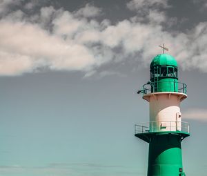 Preview wallpaper lighthouse, building, sea, rocks, surf