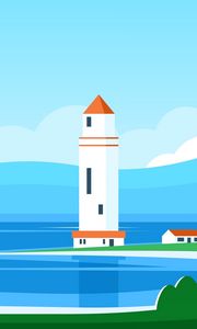 Preview wallpaper lighthouse, building, sea, art, vector