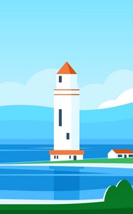 Preview wallpaper lighthouse, building, sea, art, vector