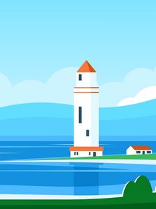 Preview wallpaper lighthouse, building, sea, art, vector