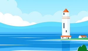 Preview wallpaper lighthouse, building, sea, art, vector