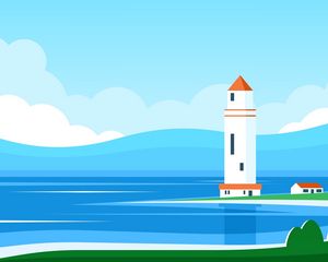 Preview wallpaper lighthouse, building, sea, art, vector