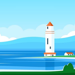 Preview wallpaper lighthouse, building, sea, art, vector