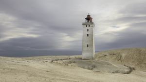 Preview wallpaper lighthouse, building, shore, sea, sky