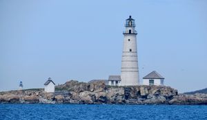 Preview wallpaper lighthouse, building, shore, sea, water