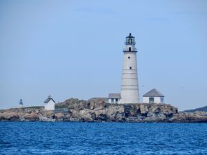Preview wallpaper lighthouse, building, shore, sea, water