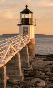 Preview wallpaper lighthouse, building, shore, sea