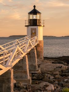 Preview wallpaper lighthouse, building, shore, sea