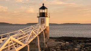 Preview wallpaper lighthouse, building, shore, sea