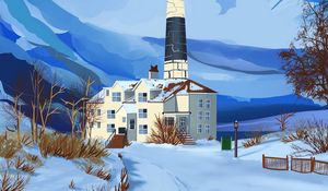 Preview wallpaper lighthouse, building, snow, winter, art