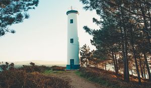 Preview wallpaper lighthouse, building, trees, hill, nature