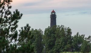 Preview wallpaper lighthouse, building, trees, bushes