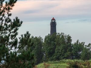 Preview wallpaper lighthouse, building, trees, bushes