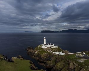 Preview wallpaper lighthouse, buildings, sea, coast