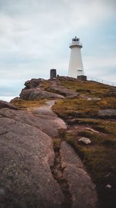 Preview wallpaper lighthouse, cliff, building, architecture, coast