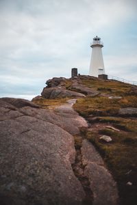 Preview wallpaper lighthouse, cliff, building, architecture, coast