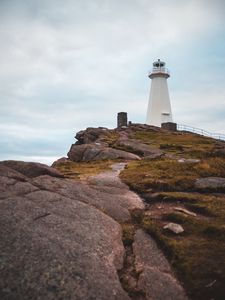 Preview wallpaper lighthouse, cliff, building, architecture, coast