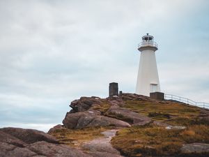 Preview wallpaper lighthouse, cliff, building, architecture, coast