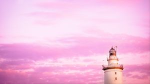 Preview wallpaper lighthouse, clouds, sky, pink
