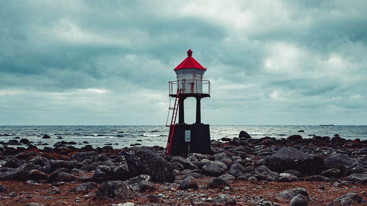 Wallpaper lighthouse, coast, blocks