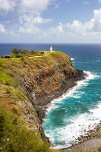 Preview wallpaper lighthouse, coast, cliff, sea