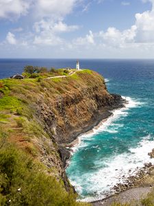 Preview wallpaper lighthouse, coast, cliff, sea