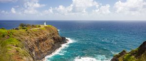 Preview wallpaper lighthouse, coast, cliff, sea