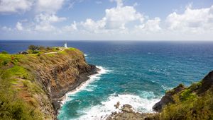 Preview wallpaper lighthouse, coast, cliff, sea