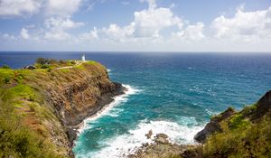 Preview wallpaper lighthouse, coast, cliff, sea