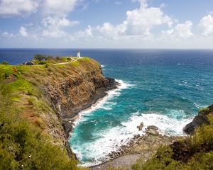 Preview wallpaper lighthouse, coast, cliff, sea